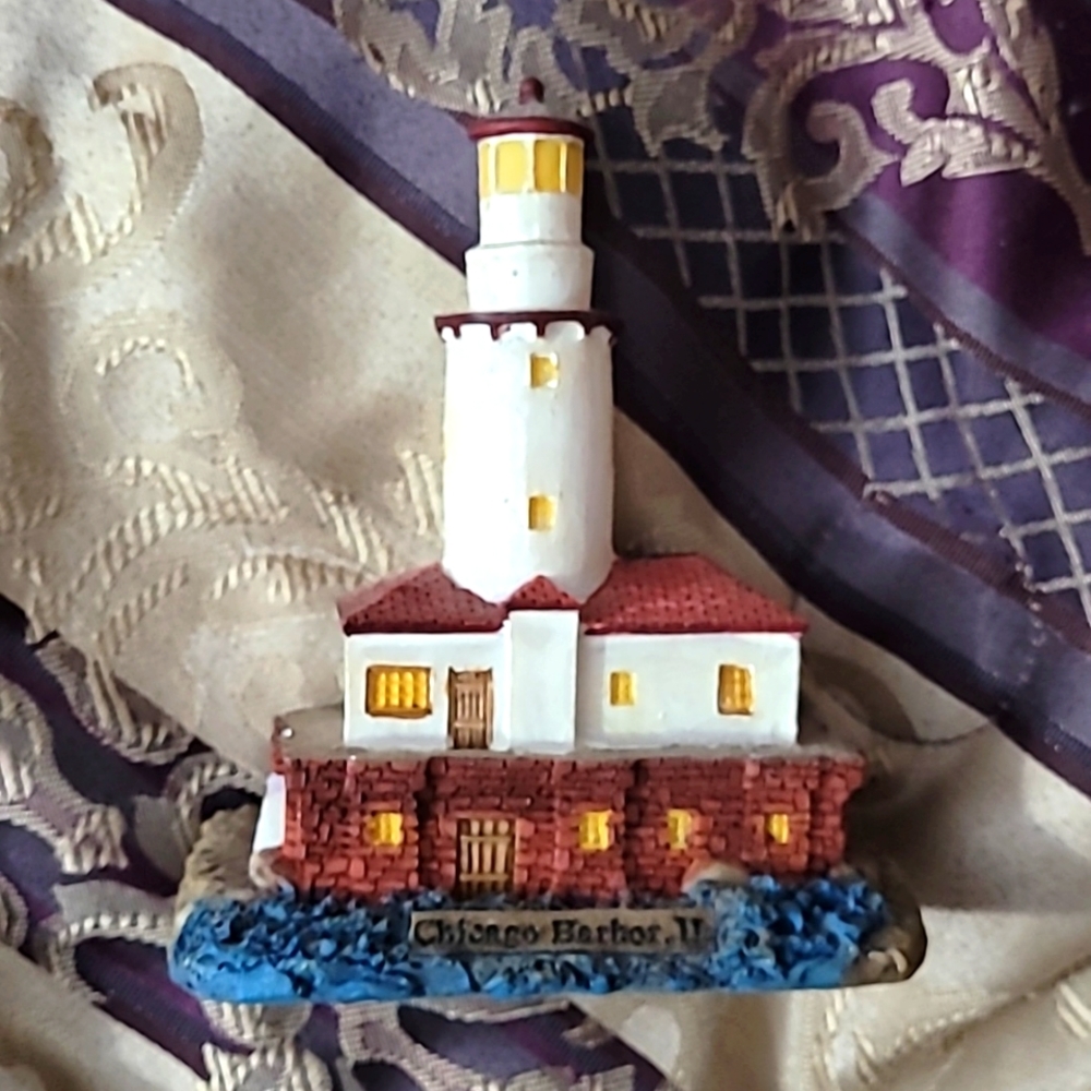 Vintage Chicago Harbor Lighthouse Collection Hand Painted 4x5